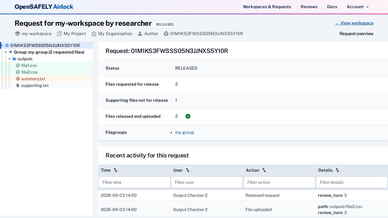 Request released and all files uploaded